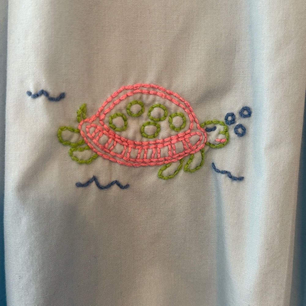 Girls Shrimp & Grits Kids Light Blue Ruffled Dress with Turtle Embroidery Sz 7 - Picture 2 of 7